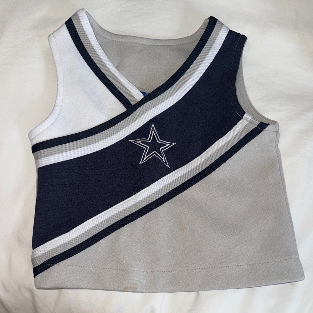 NFL Dallas Cowboys Cheerleader Kids Top - Navy, White, Gray